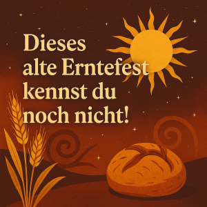 Illustration zum Lughnasadh-Erntefest am 1. August – traditionelles keltisches Erntefest mit Sonne, Korn und Brot, Symbol für Selbstversorgung und Dankbarkeit für die Ernte.