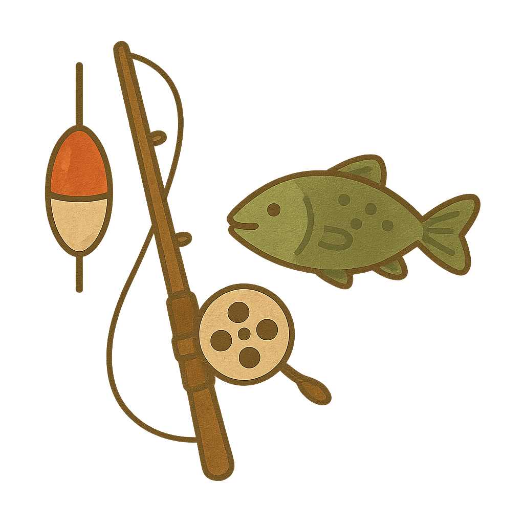 Angelrute und Fisch – Symbol für nachhaltigen Fischfang.