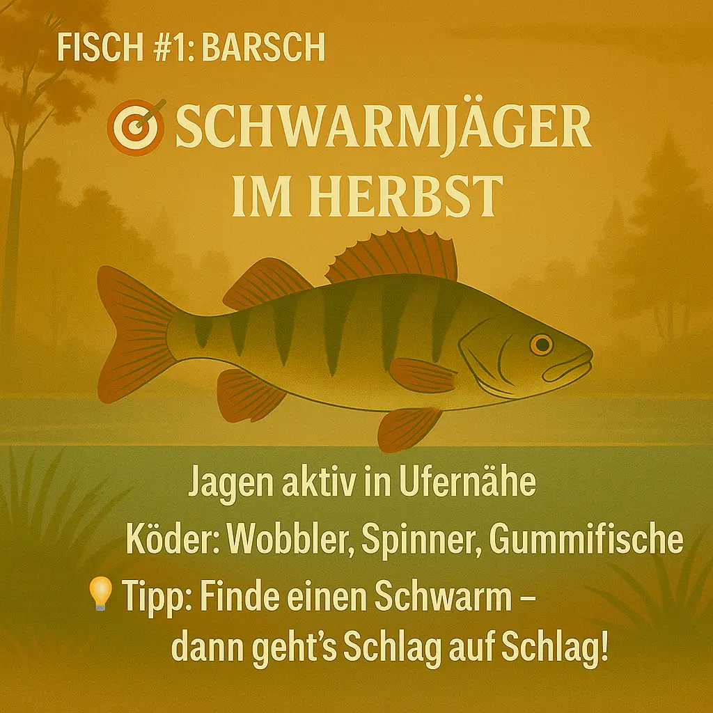 Barsch im Herbstgewässer – Jagdverhalten in Schwärmen.