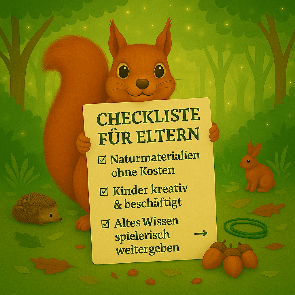 Eichhörnchen mit Bastelcheckliste – Tipps für Eltern beim Basteln mit Naturmaterialien