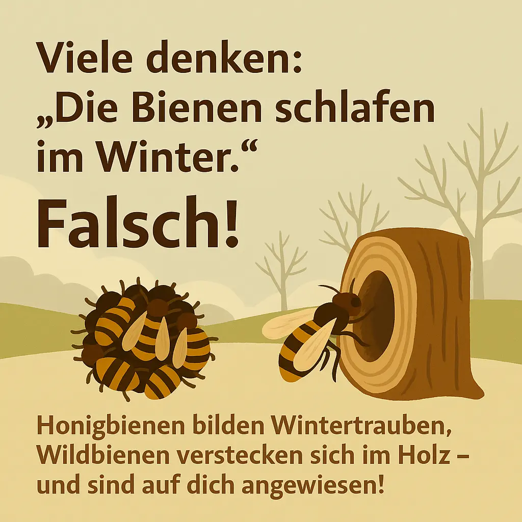 Bienen bilden Wintertraube und verstecken sich im Holz – Aufklärung über Winterverhalten.