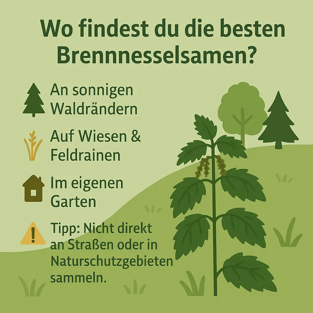 Landschaft mit Wiesen und Brennnesseln – Sammelorte in der Natur.