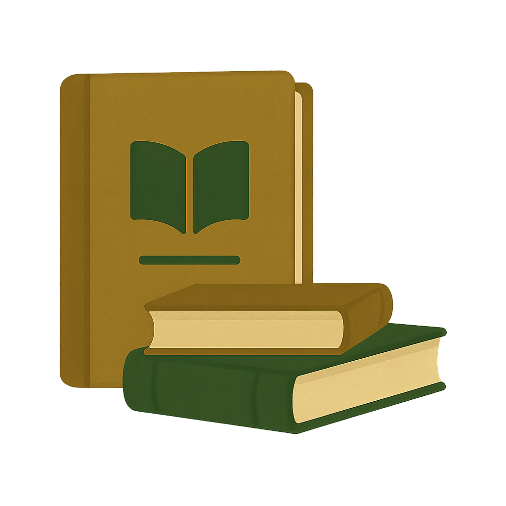 Gestapelte Bücher mit Naturmotiv – Symbol für Wissen und Inspiration.