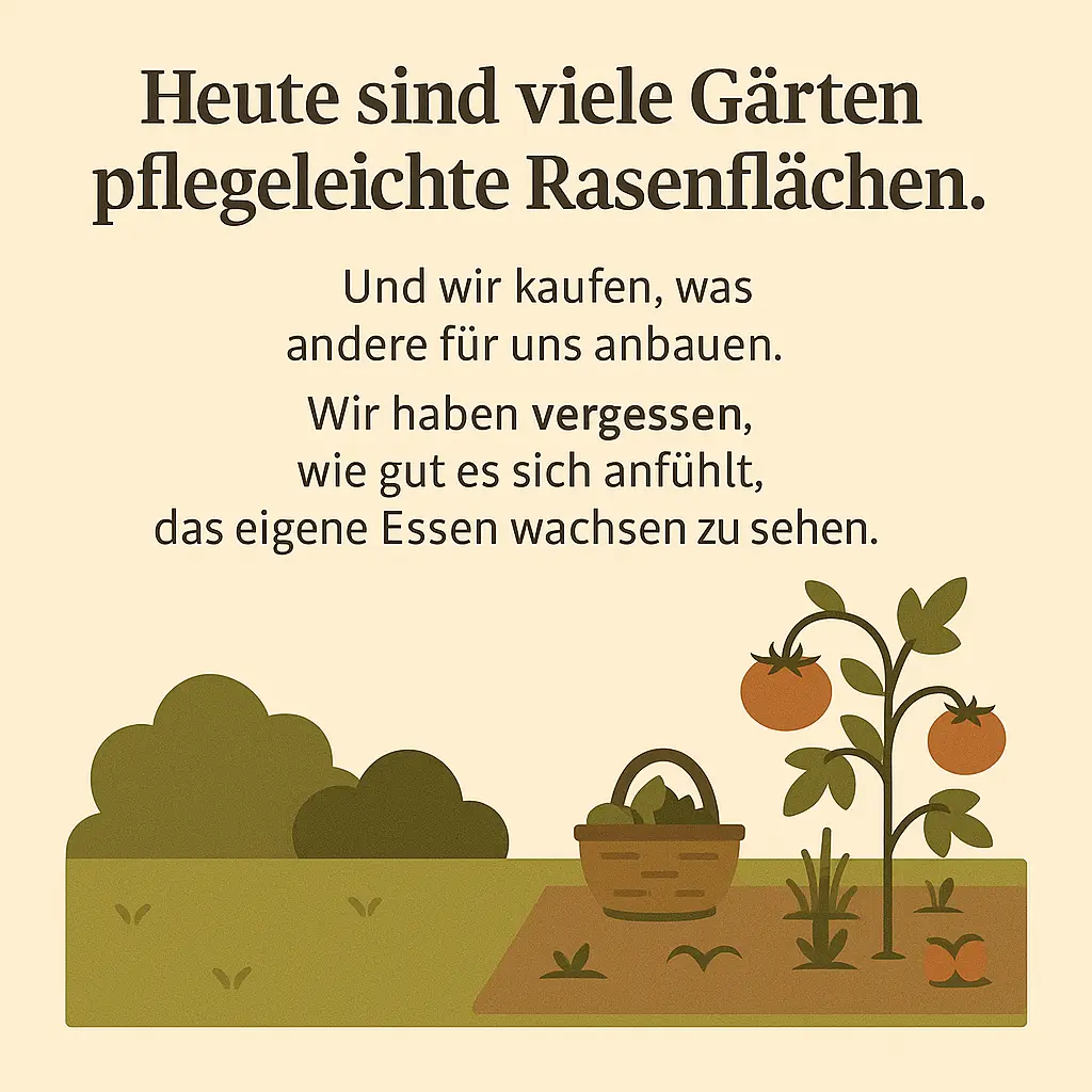 Gartenbeet mit Sonnenblume, Gemüse und Zaun – Symbol für Freiheit und Sicherheit.