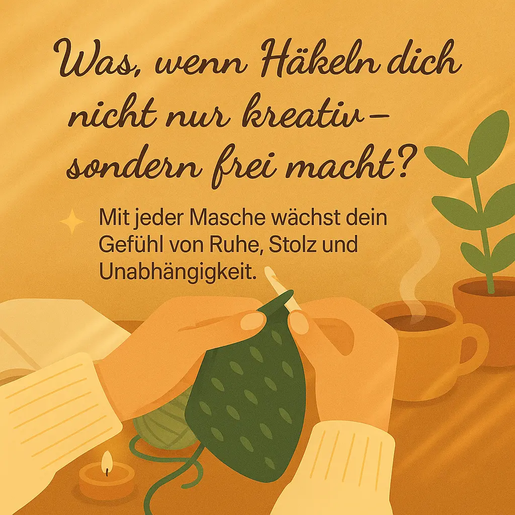 Frau häkelt ruhig im Sessel – Häkeln als Meditation und Achtsamkeit