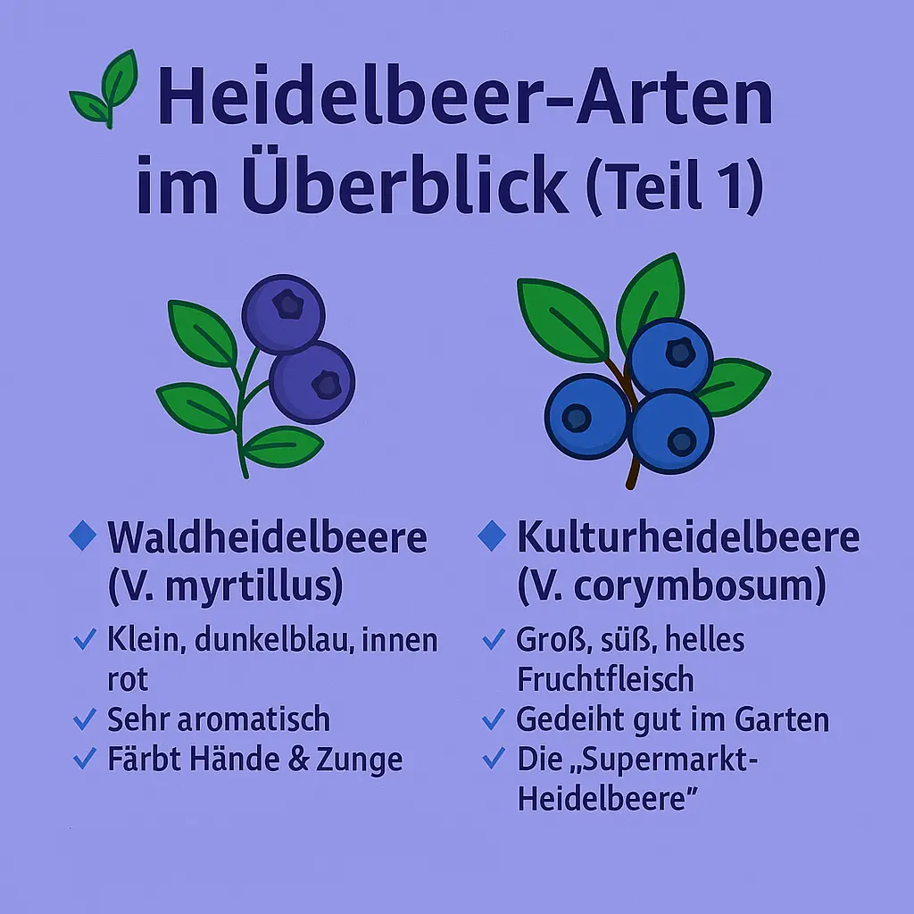 Zwei Heidelbeerarten im Vergleich – Wald- und Kulturheidelbeere.