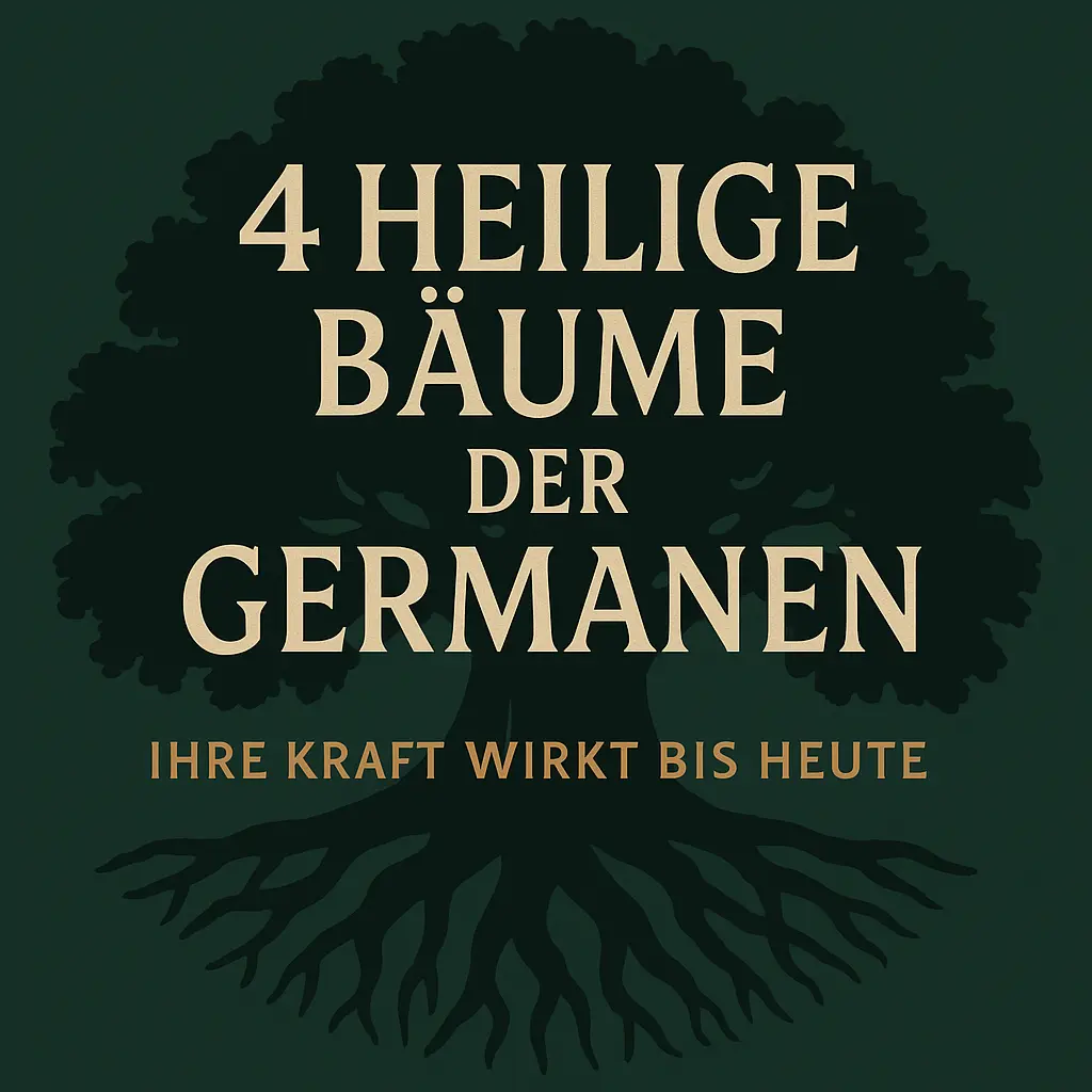 Silhouette eines großen Baumes mit Wurzeln – Symbol germanischer Baumkultur.