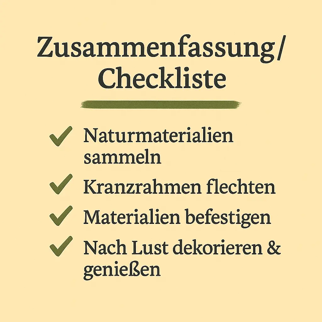 Checkliste für Herbstkranz – Naturmaterialien sammeln, flechten, dekorieren.
