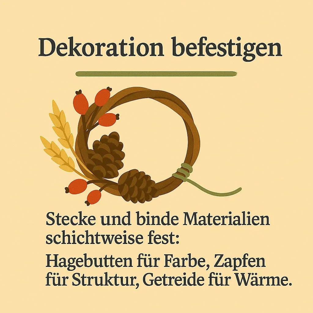 Herbstkranz mit Hagebutten, Getreide und Zapfen – naturverbundene Dekoration.
