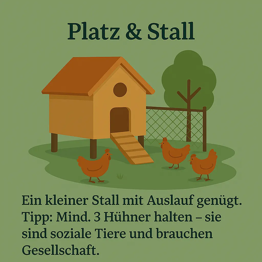 Hühnerstall mit Auslauf im Garten.