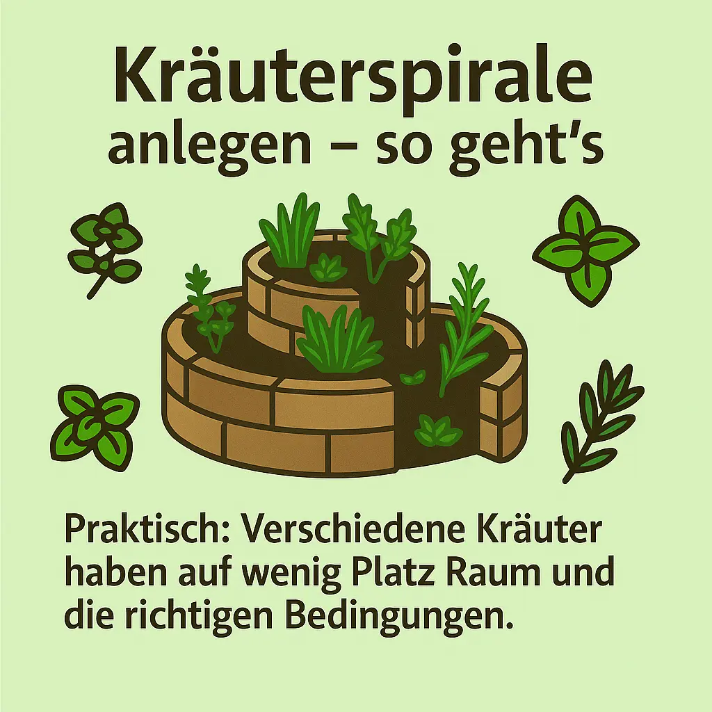 Kräuterspirale mit verschiedenen Kräutern – platzsparendes Beet für Garten und Balkon