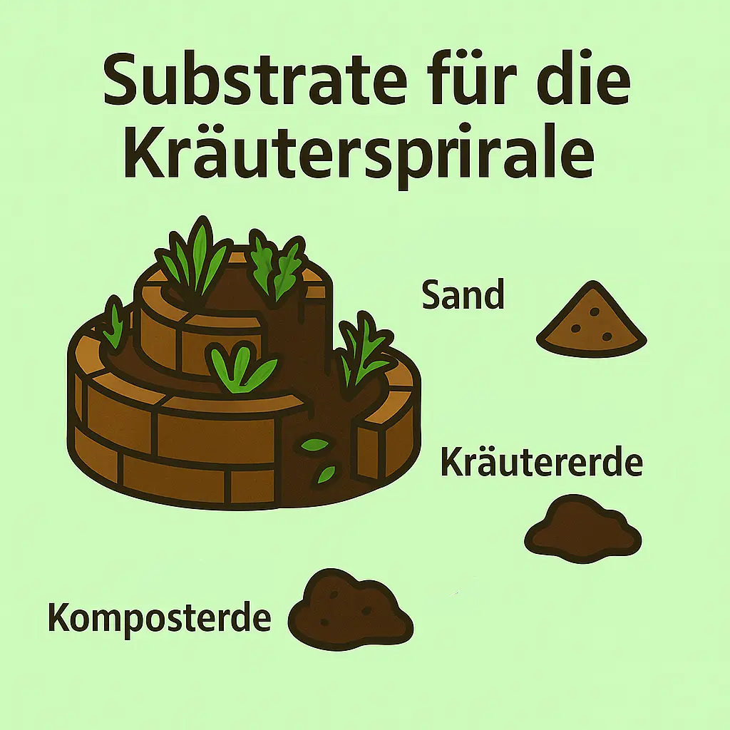 Substrate für die Kräuterspirale – Sand, Kräutererde und Komposterde