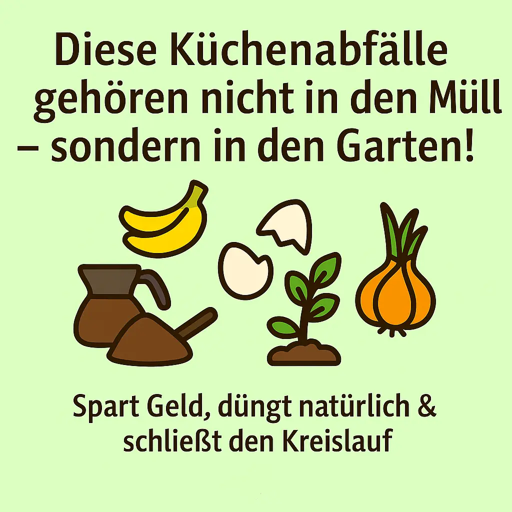 Küchenabfälle wie Kaffeesatz, Eierschalen und Zwiebelschalen als natürlicher Dünger.