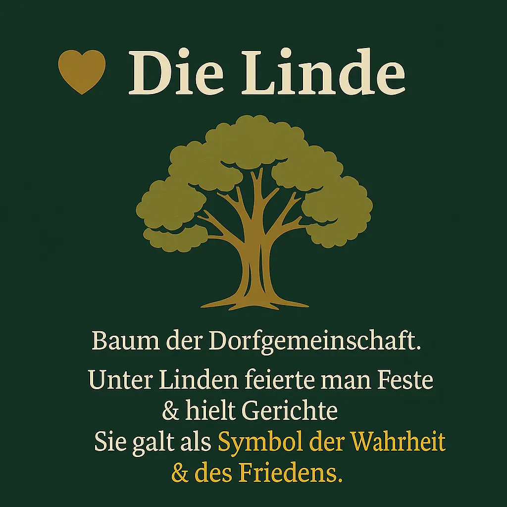 Lindenbaum mit Herzsymbol – Symbol für Wahrheit und Zusammenhalt.