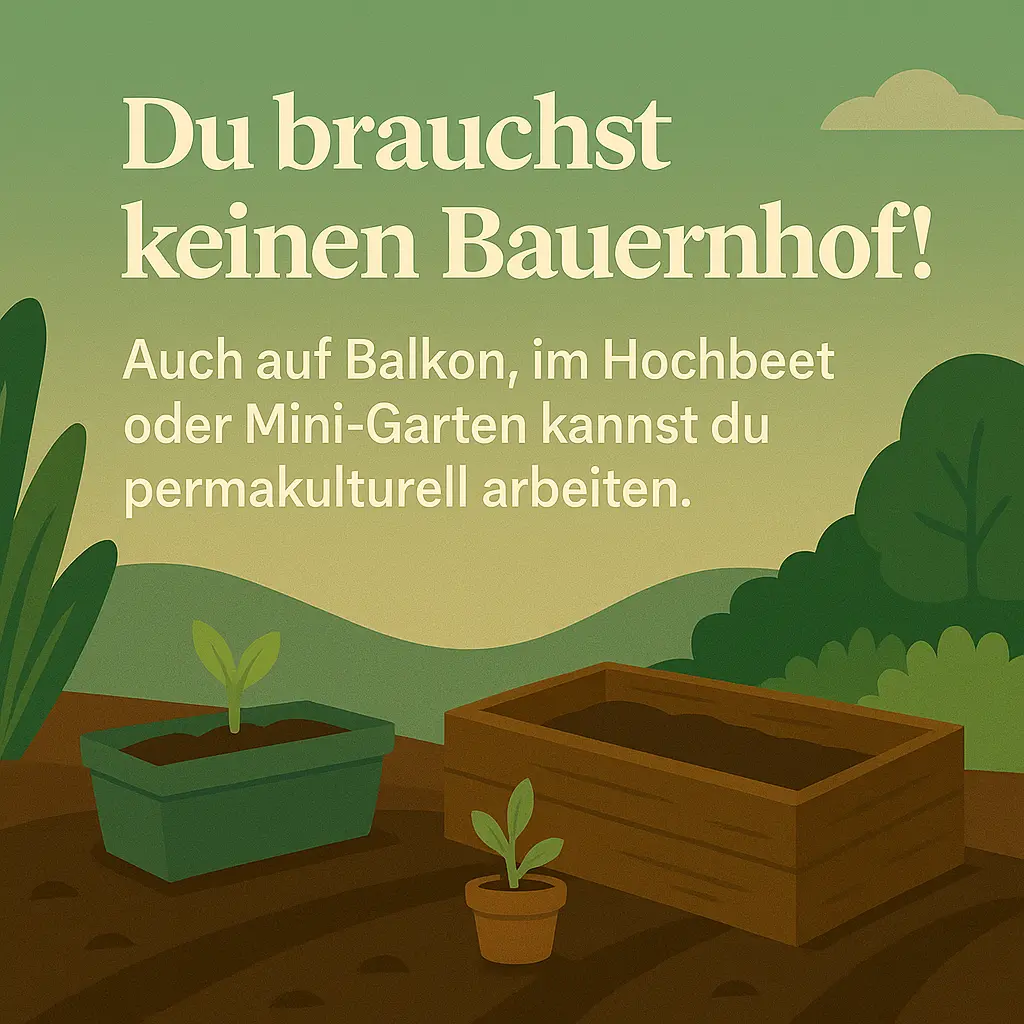 Illustration eines kleinen Hochbeets und Pflanztopfs auf fruchtbarem Boden.