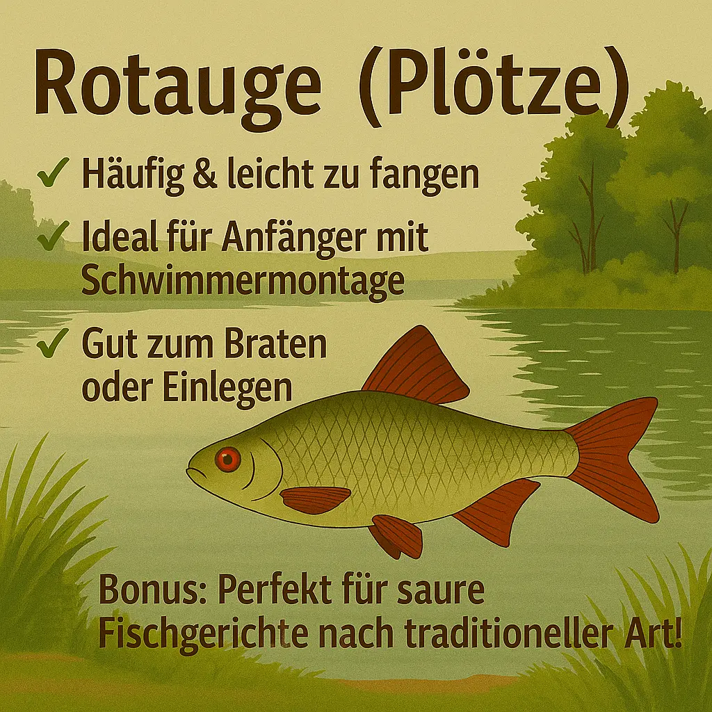 Rotauge, auch Plötze genannt, über See – häufige Fischart für Einsteiger.