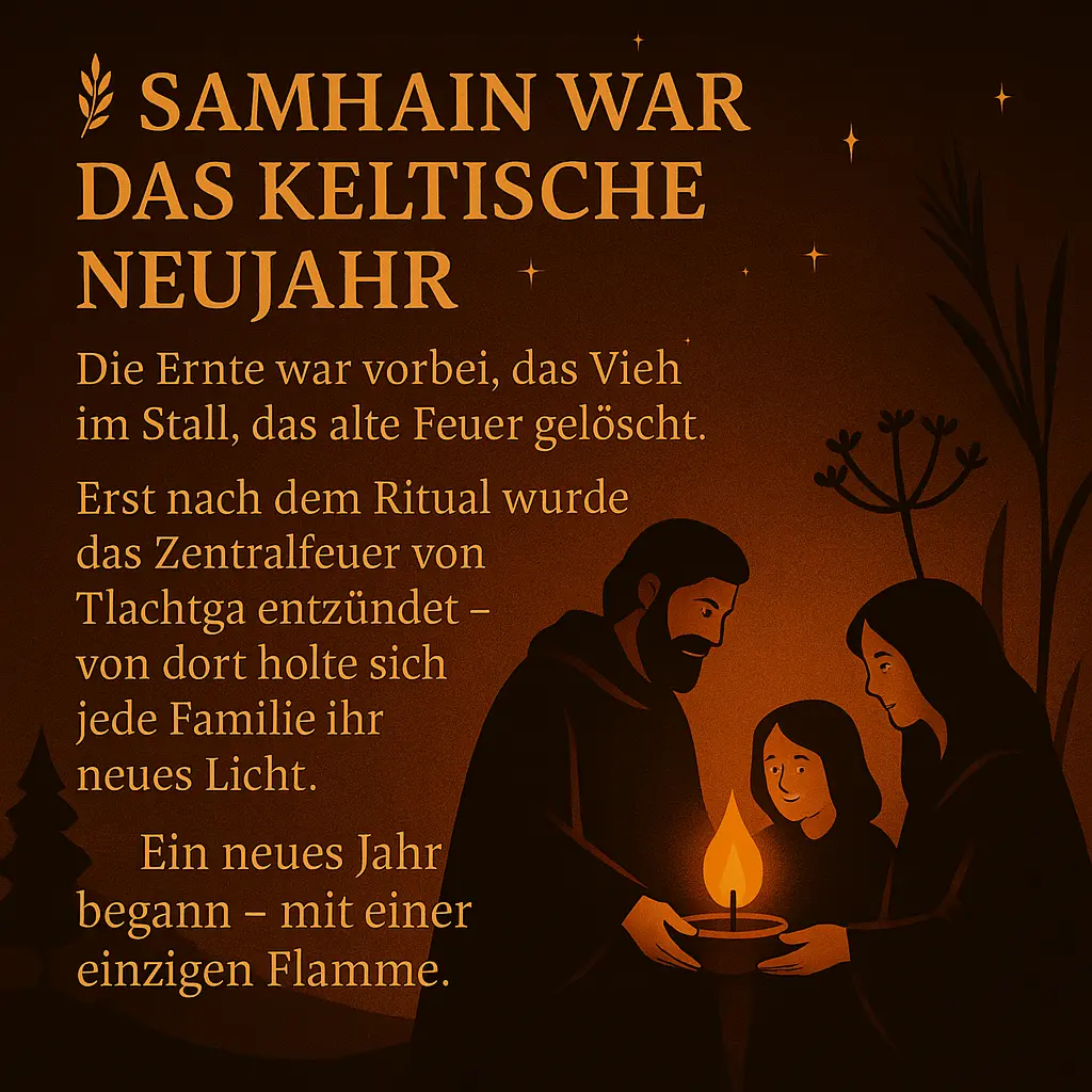 Familie entzündet Kerze im Dunkeln, warmes Licht um sie herum.