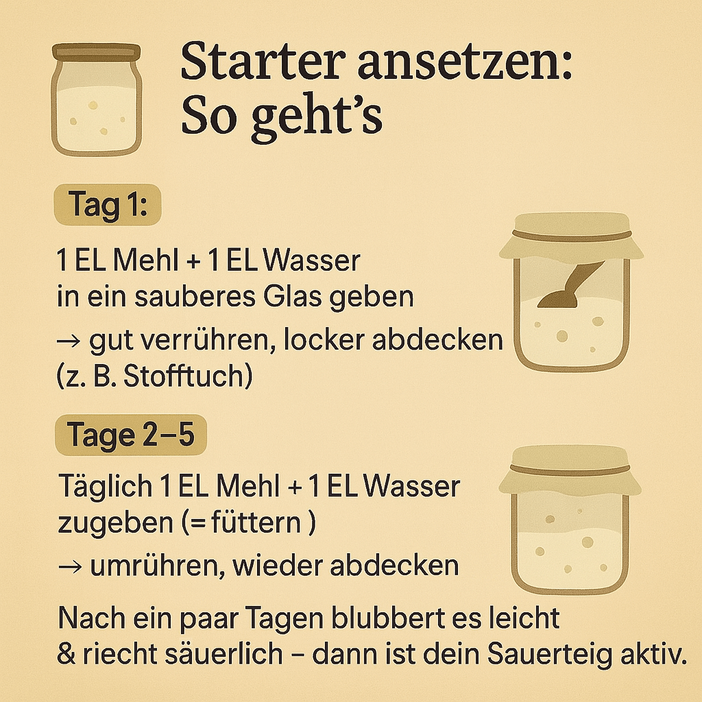 Sauerteigstarter ansetzen – Schritt-für-Schritt-Anleitung für Tag 1 bis 5