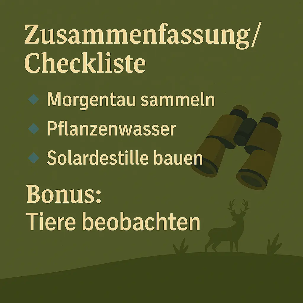 Checkliste mit Methoden zur Trinkwassergewinnung in der Natur.