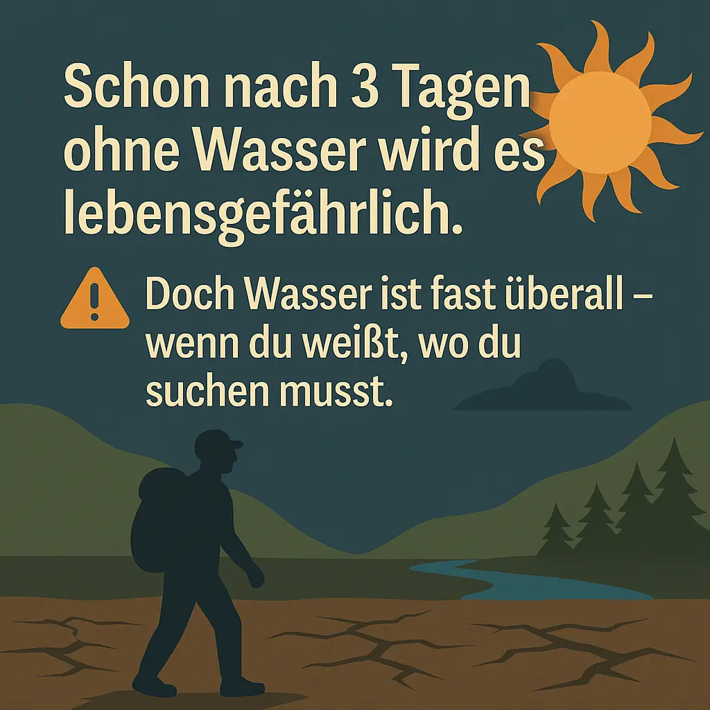 Wanderer in trockener Umgebung – Symbol für Wassersuche in der Natur.