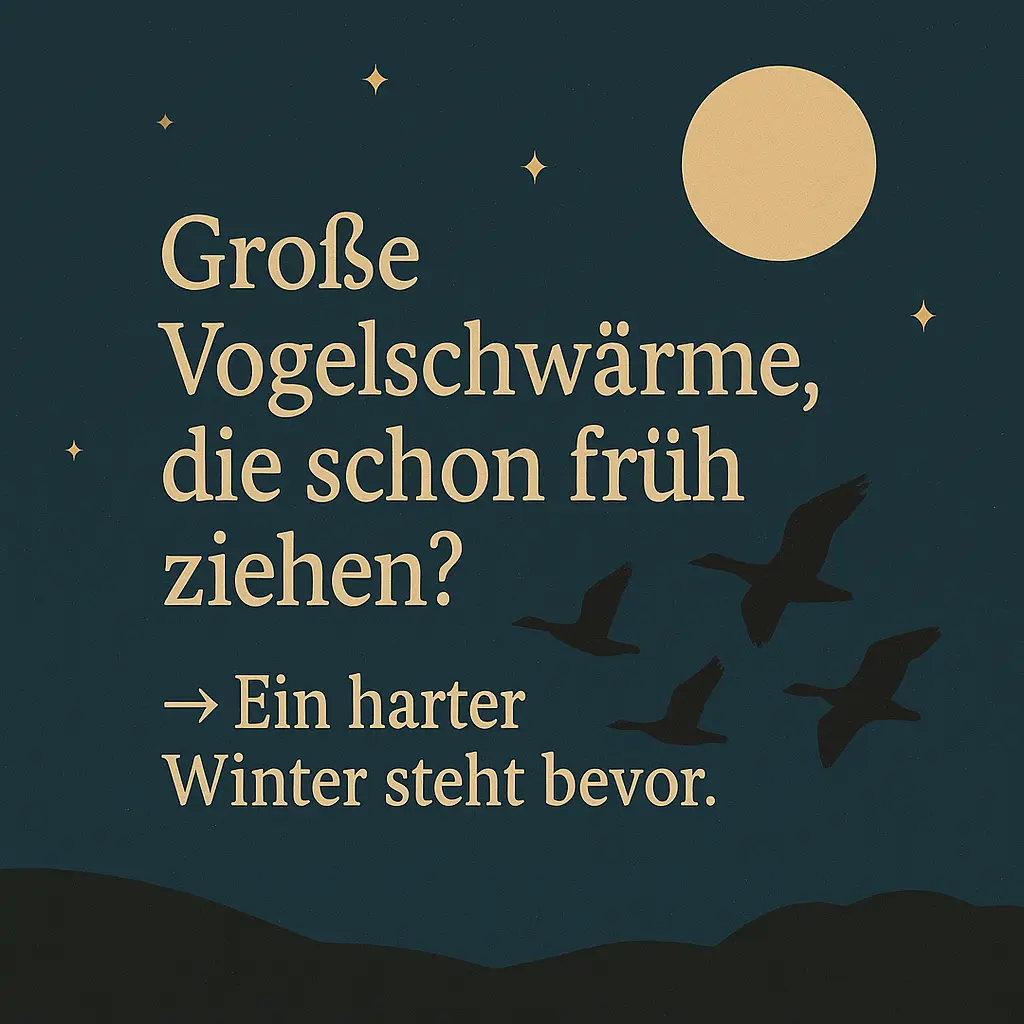 Zugvögel unter dem goldenen Mond am Nachthimmel.