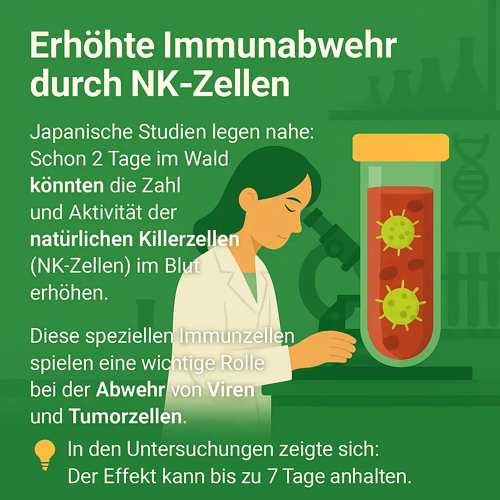 Wissenschaftlerin untersucht Blutröhrchen mit Virenillustration im Labor.