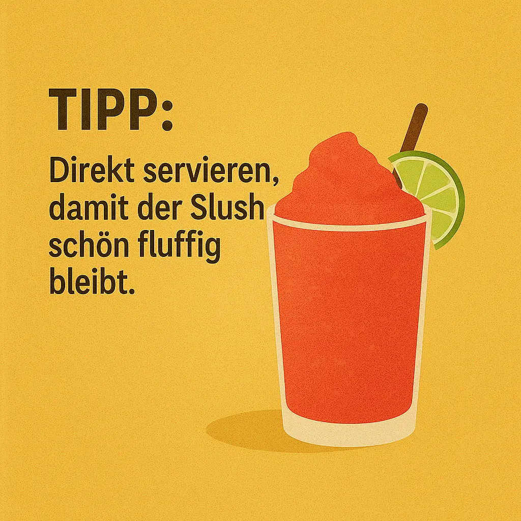 Wassermelonen-Slush mit Limettenscheibe – servierfertiges Sommergetränk.