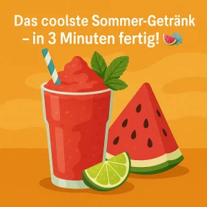 Sommergetränk mit Wassermelone, Limette und Minze – frischer Slush für heiße Tage.