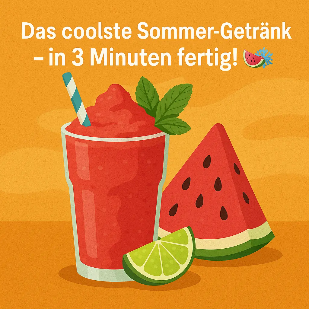 Sommergetränk mit Wassermelone, Limette und Minze – frischer Slush für heiße Tage.