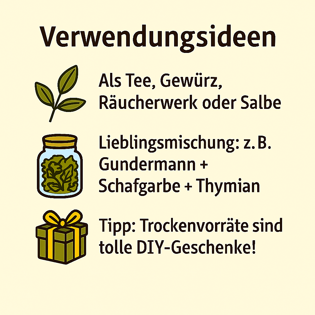 Verwendungsideen für getrocknete Wildkräuter – als Tee, Gewürz, Duftmischung oder natürliches DIY-Geschenk