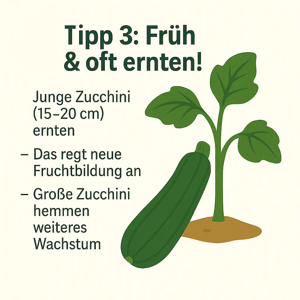 Illustration einer Zucchinipflanze mit reifer Frucht im Boden.