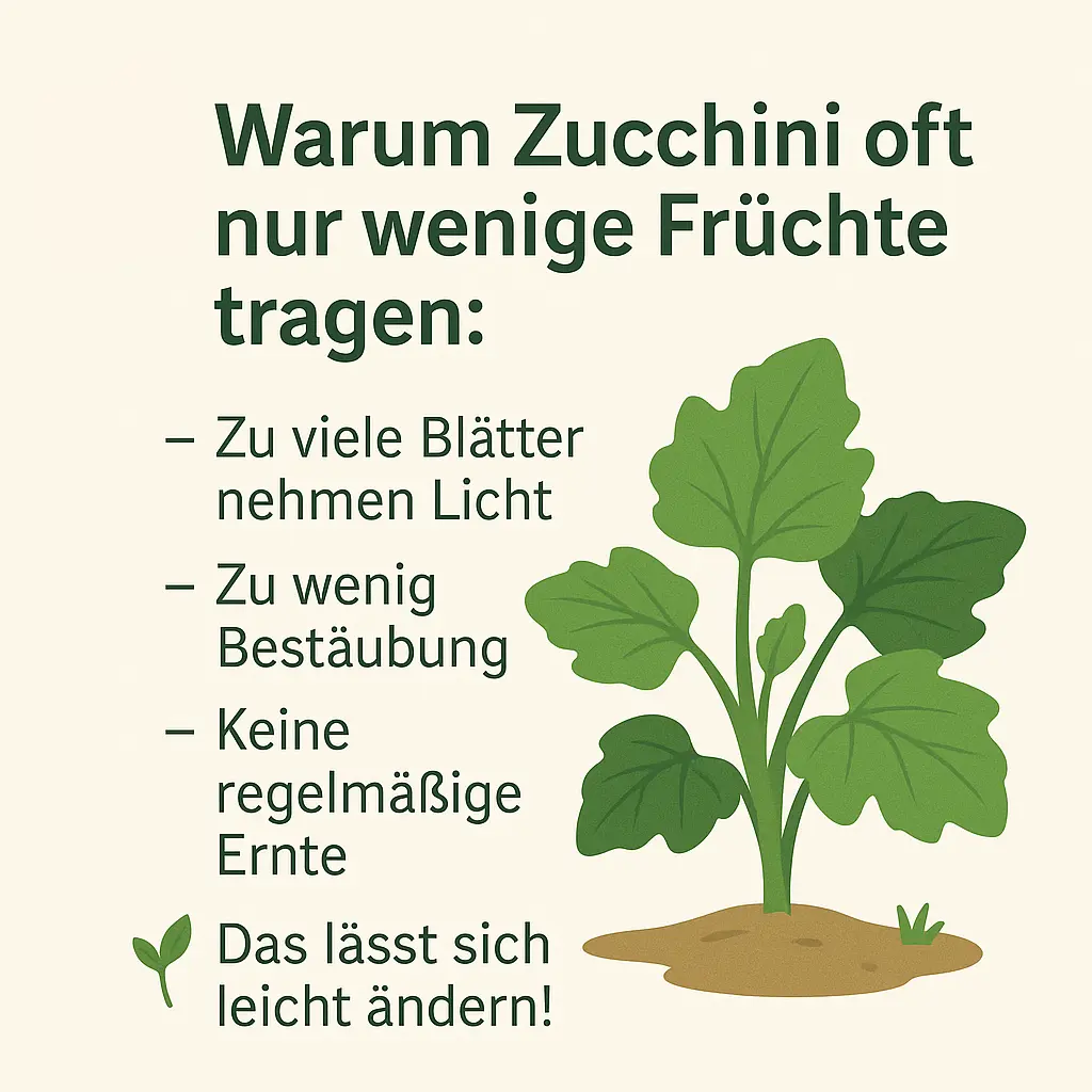 Illustration einer Zucchinipflanze mit großen Blättern.