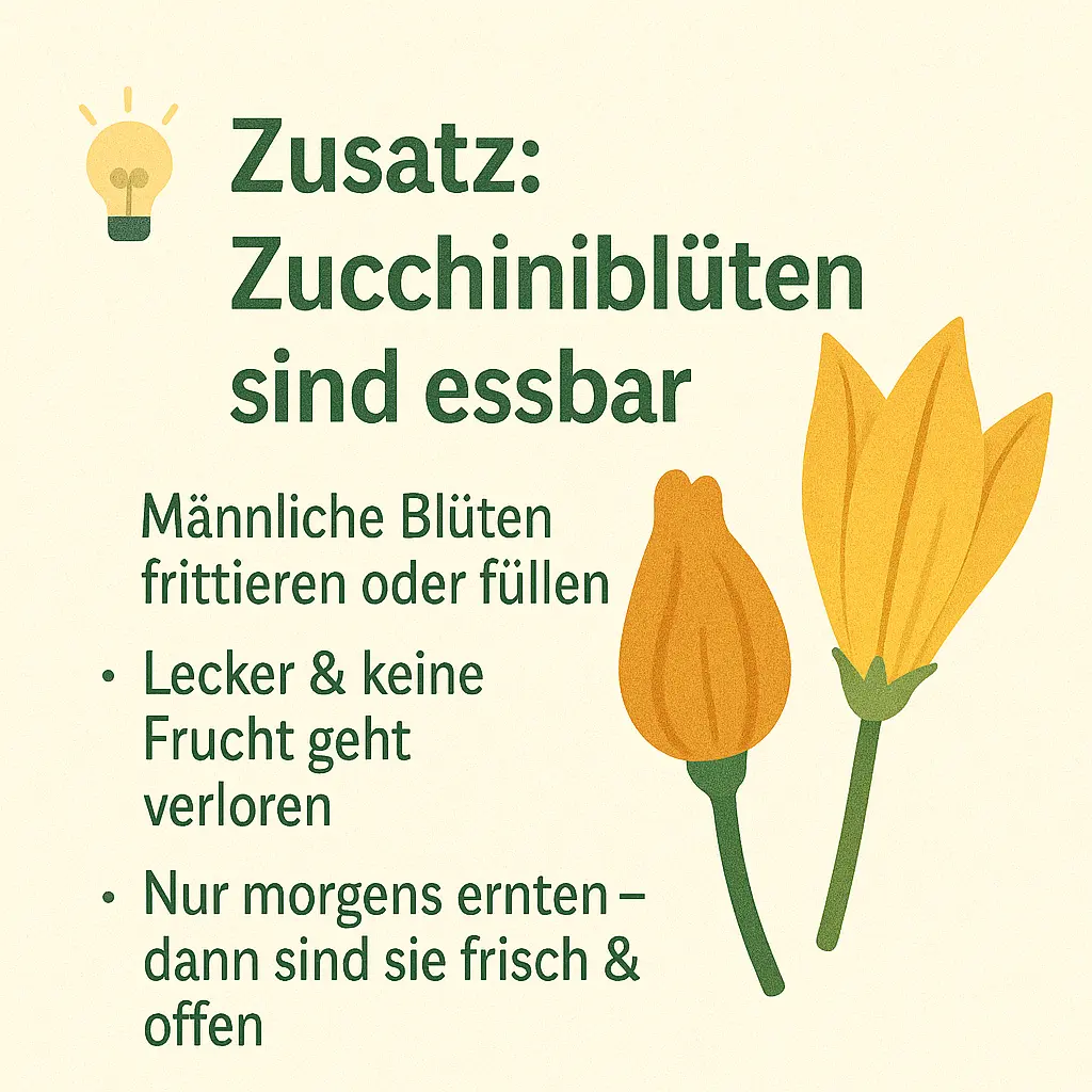 Illustration zweier essbarer Zucchiniblüten.