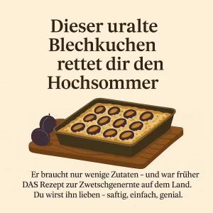 Blechkuchen mit Zwetschgenhälften – einfaches, traditionelles Sommerrezept aus der Vorratsküche.