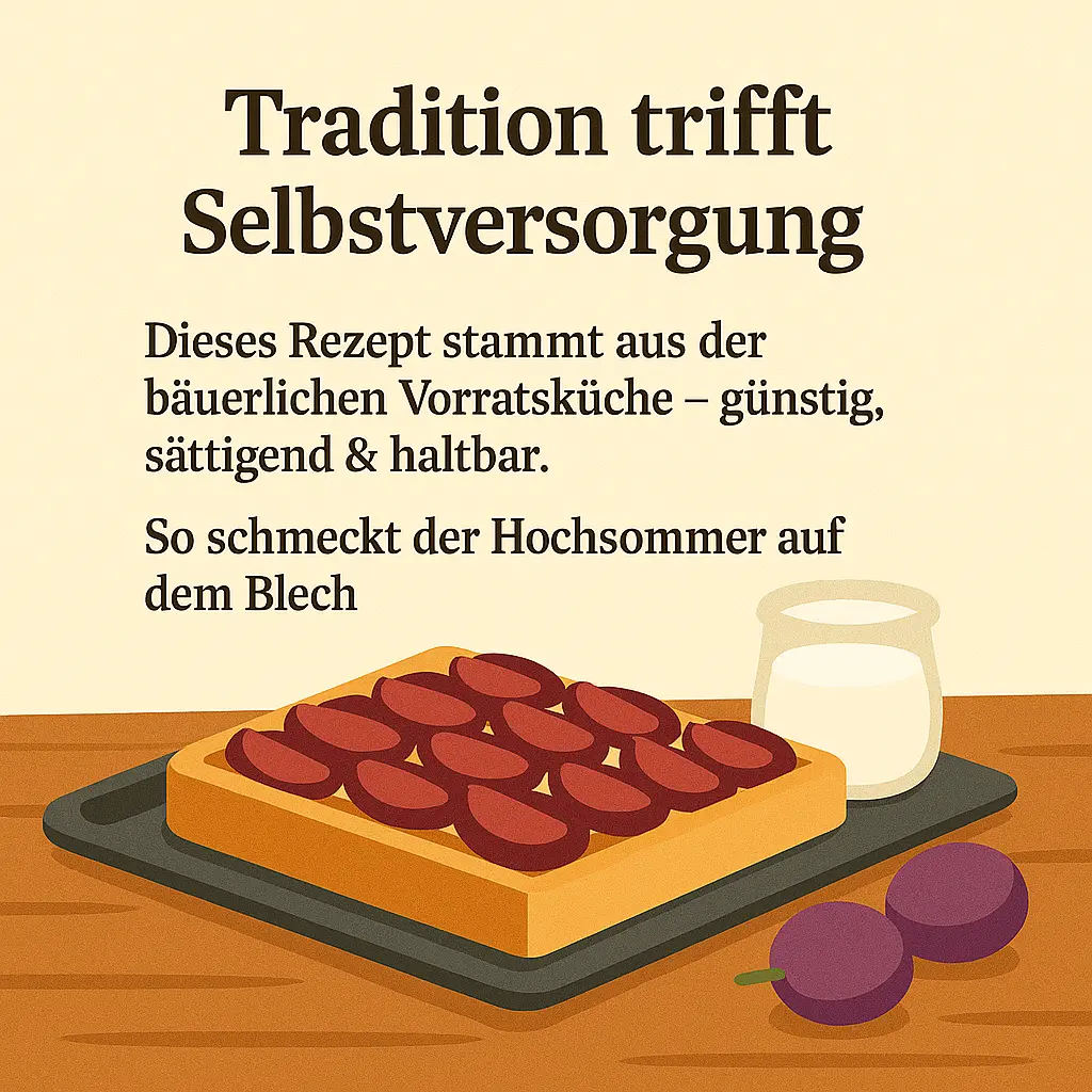 Zwetschgenkuchen mit Milchglas – klassisches Rezept aus der ländlichen Selbstversorgung.