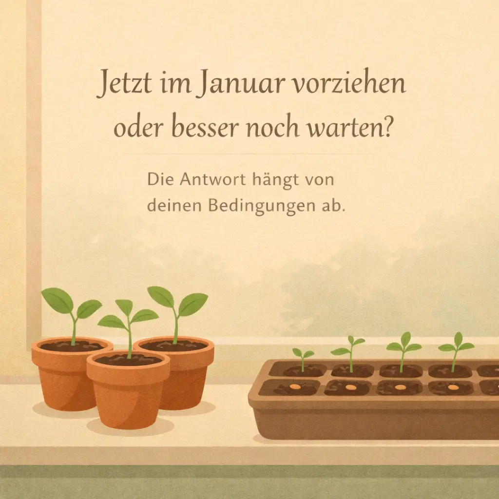 Jungpflanzen im Vergleich zwischen frühem Vorziehen und späterem Start