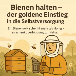 Imker mit Bienenstock als Einstieg in die Selbstversorgung