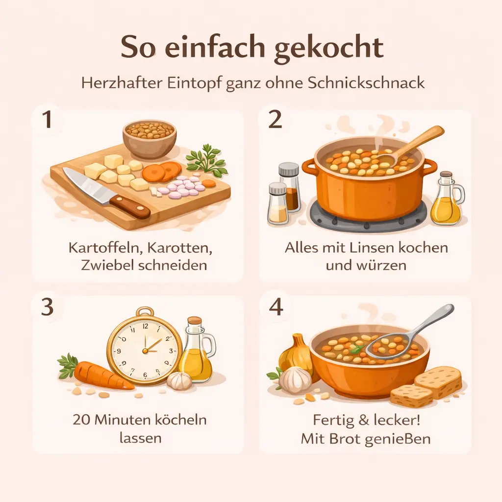 Vier einfache Schritte zur Zubereitung eines herzhaften Vorrats-Eintopfs