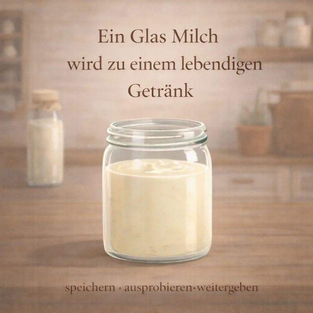 Milch wird durch Kefir fermentiert