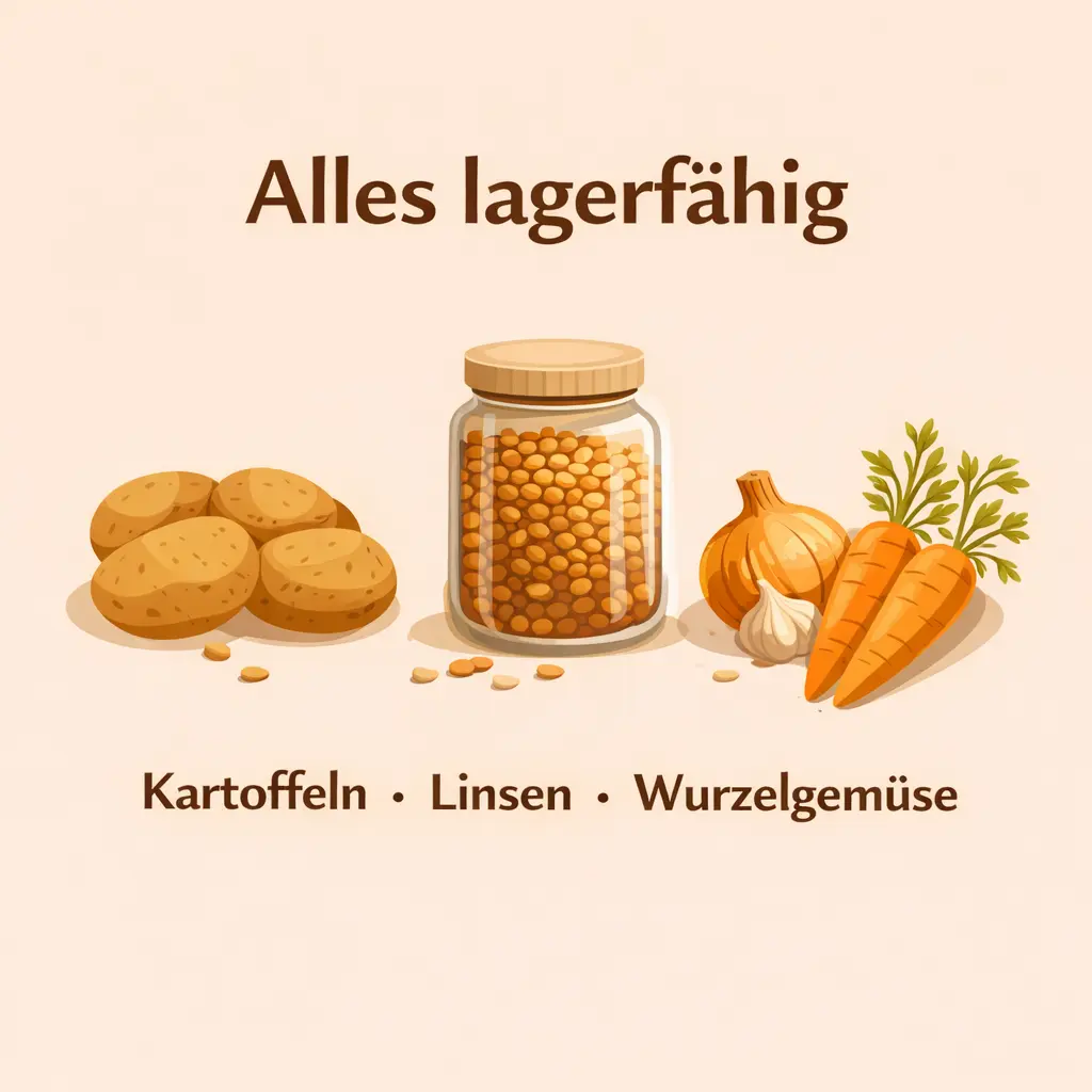 Kartoffeln, Linsen und Wurzelgemüse als Basis für einen Vorrats-Eintopf