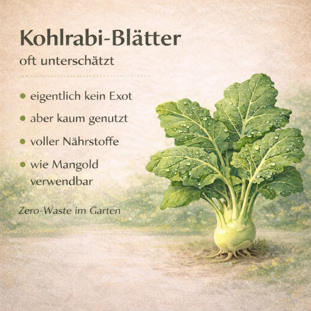 Kohlrabi-Blätter als nährstoffreiche Gemüsealternative im Garten