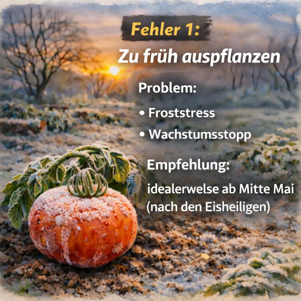 Tomate mit Frostschaden im Frühjahr