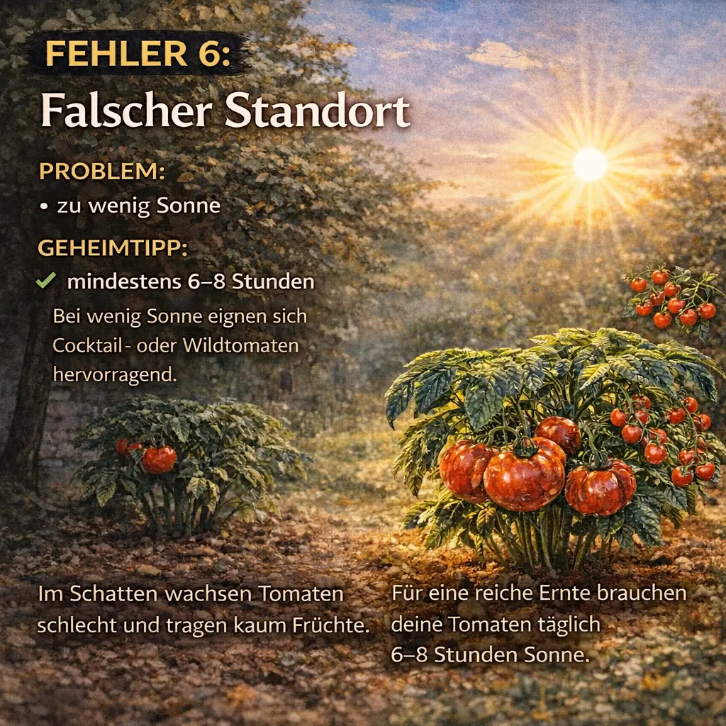 Tomatenpflanzen an sonnigem Standort mit reifen Früchten