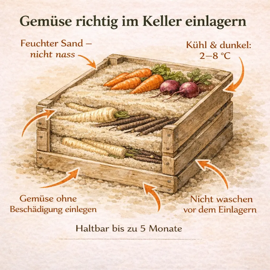 Alte Nutzpflanzen im Keller lagern – Gemüse in Sand