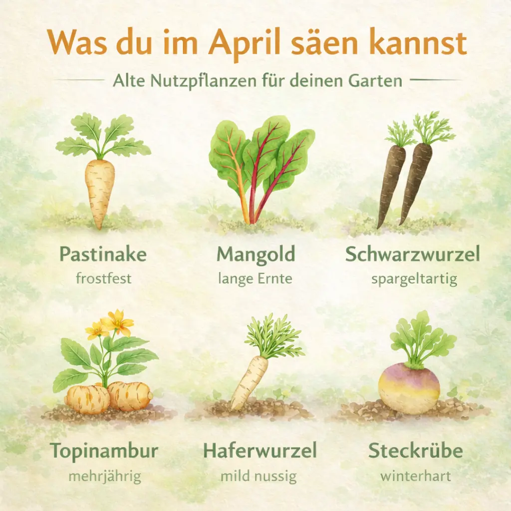 alte Nutzpflanzen im April säen Übersicht Garten