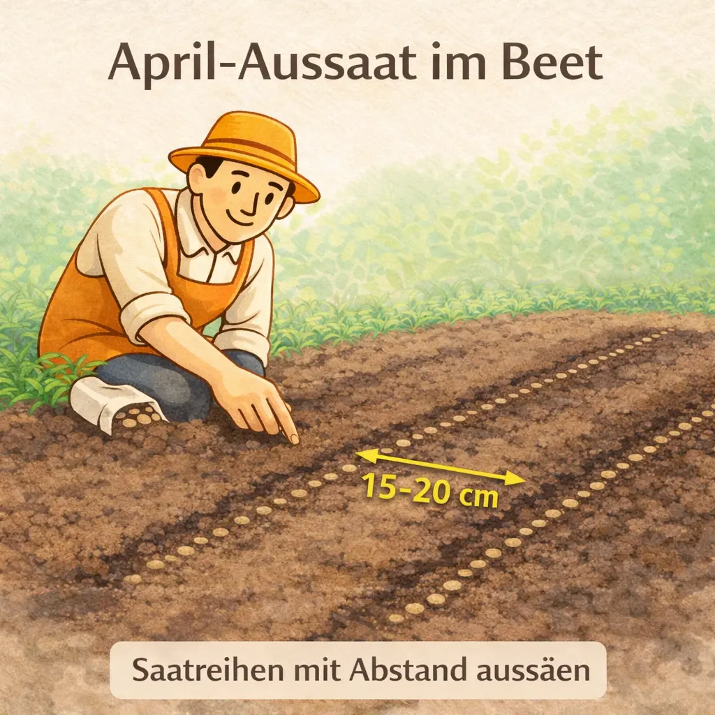 Gemüse Aussaat Reihenabstand 15 bis 20 cm Beet