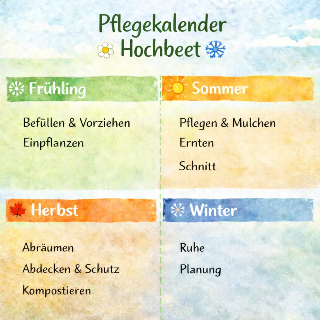 Pflegekalender für das Hochbeet im Jahresverlauf