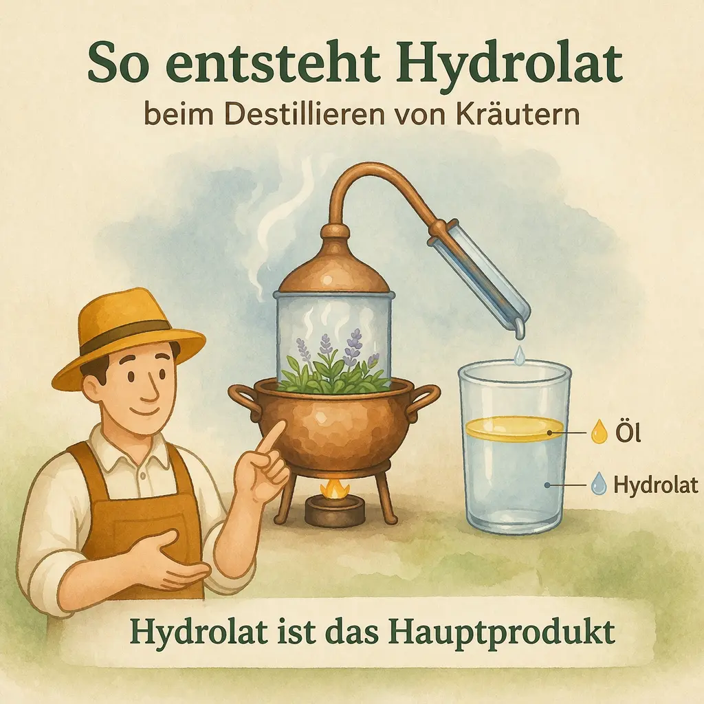 So entsteht Hydrolat beim Destillieren von Kräutern mit einfacher Destille