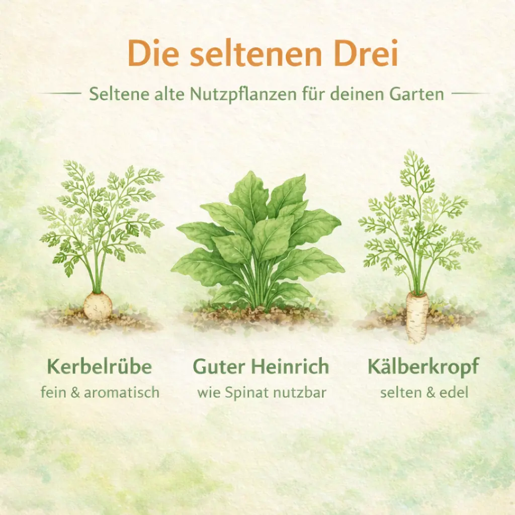 seltene alte Nutzpflanzen Garten Kerbelrübe Heinrich