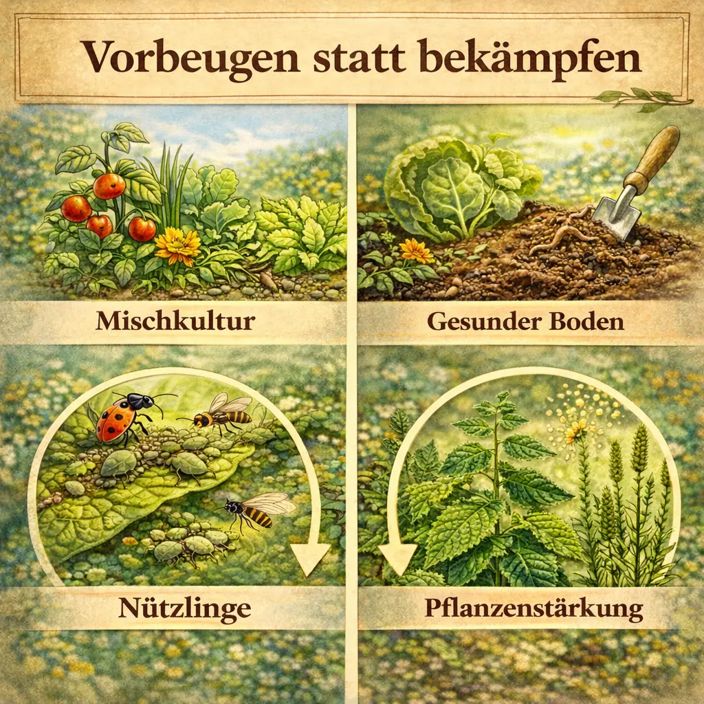 Blattläuse vorbeugen durch Mischkultur, gesunden Boden und Pflanzenstärkung